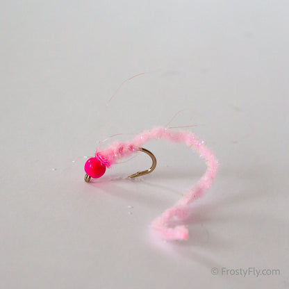 Wormstasy Tungsten Longtail Worm Fly - Marshmallow