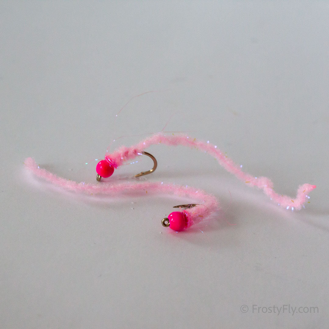 Wormstasy Tungsten Longtail Worm Fly - Marshmallow