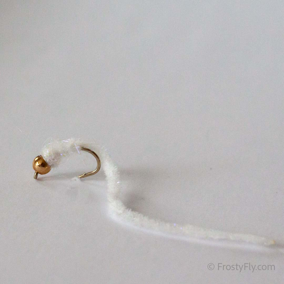 Wormstasy Tungsten Longtail Worm Fly - White