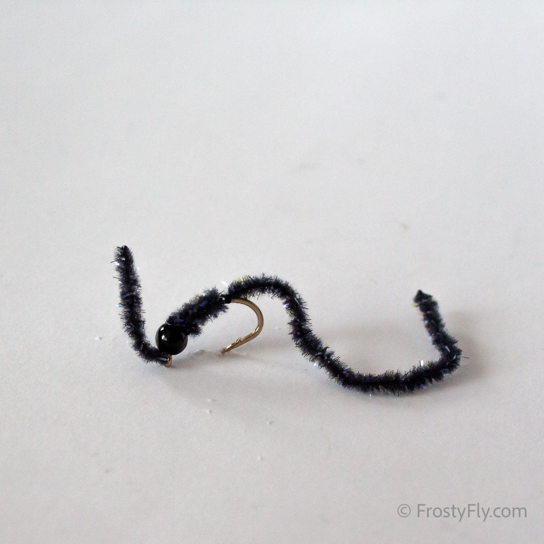 Wormstasy Tungsten Peeping Worm Fly - Black