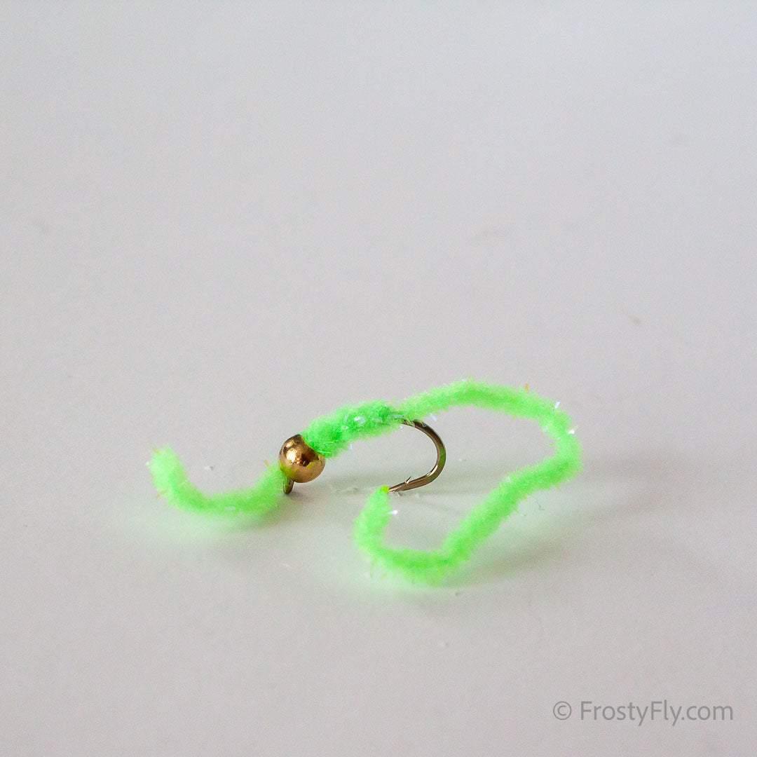 Wormstasy Tungsten Peeping Worm Fly - Chartreuse