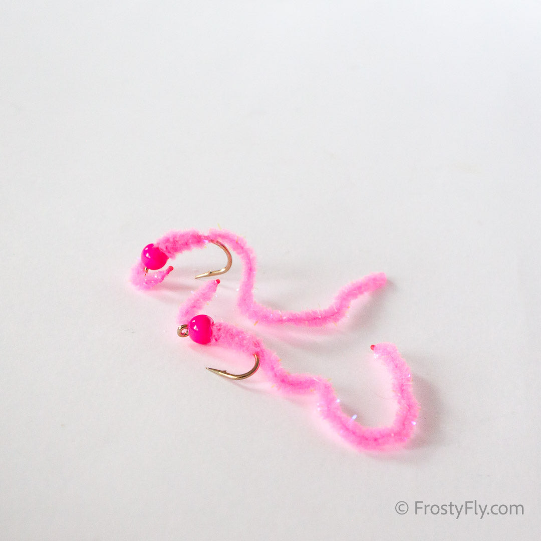 Wormstasy Tungsten Peeping Worm Fly - Fluo Pink