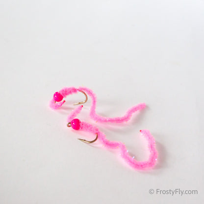 Wormstasy Tungsten Peeping Worm Fly - Fluo Pink