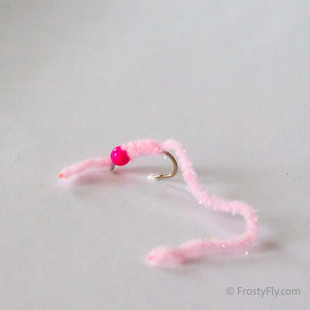 Wormstasy Tungsten Peeping Worm Fly - Marshmallow