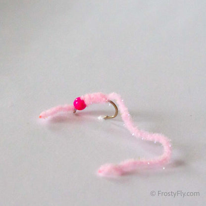 Wormstasy Tungsten Peeping Worm Fly - Marshmallow