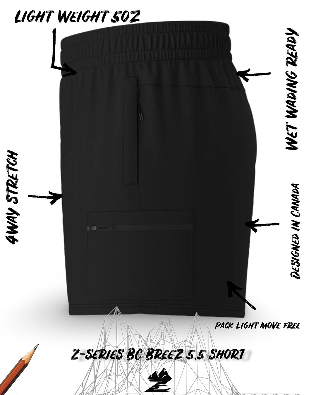 Z Series Men's 5.5 Inseam BC Breez All-Mountain Fishing Shorts