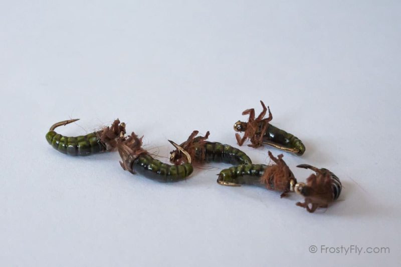Realistic Caddis Larvae with Silicone Legs - Green
