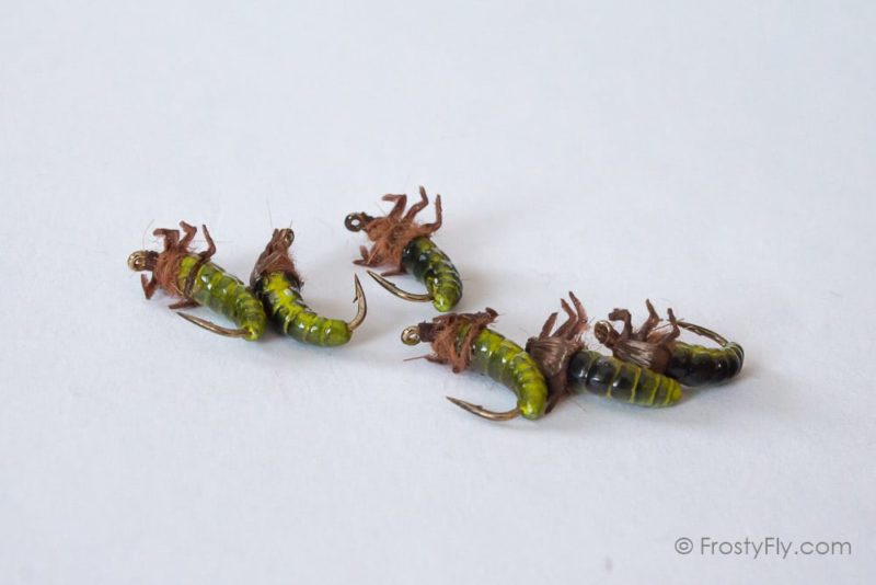 Realistic Caddis Larvae with Silicone Legs - Light Green