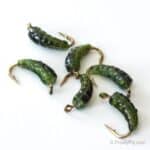 Silicone Caddis Pupa Bodies with Hooks - Green