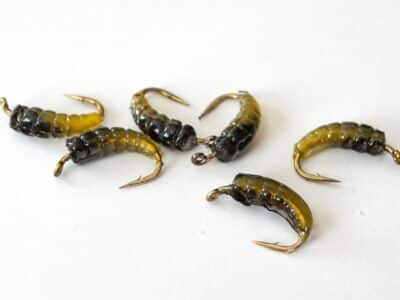 Silicone Caddis Pupa Bodies with Hooks - Light Green