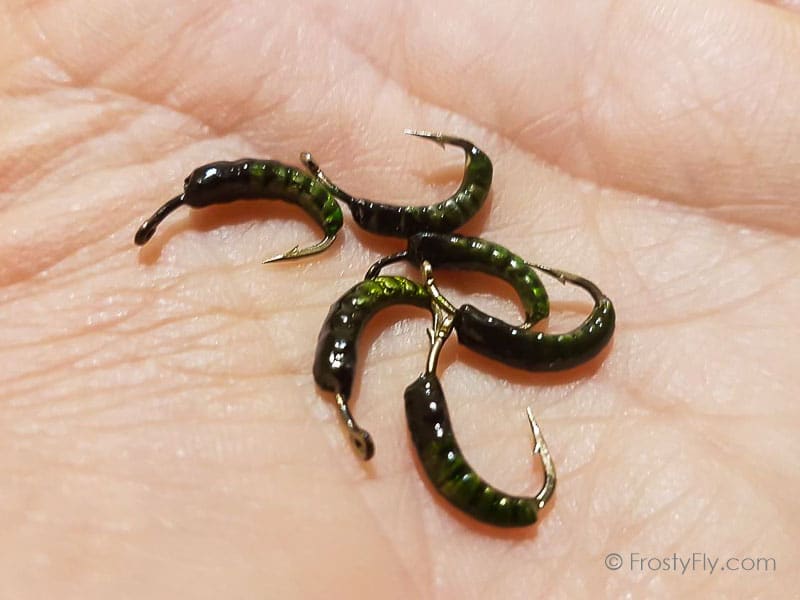 Weighted Hydropsyche Larva Bodies with Hooks - 6 pcs - FrostyFly