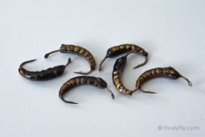 Weighted Hydropsyche Larva Bodies with Hooks - Olive