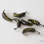 Weighted Caddis Larva Bodies with Hooks - Green