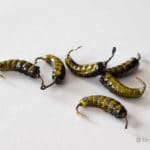 Weighted Caddis Larva Bodies with Hooks -Light Green