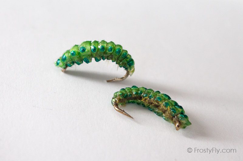 Realistic Curved Sawfly Larva Flies - Green