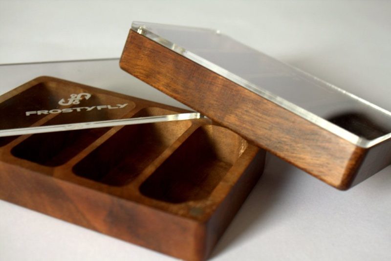 Skeena River Solid Walnut Wooden Streamer Fly Box with Clear Lid